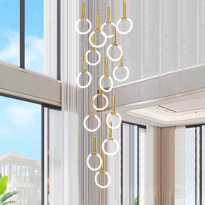 Afralia™ Golden Acrylic Round LED Chandelier for Modern Nordic Living Room Kitchen