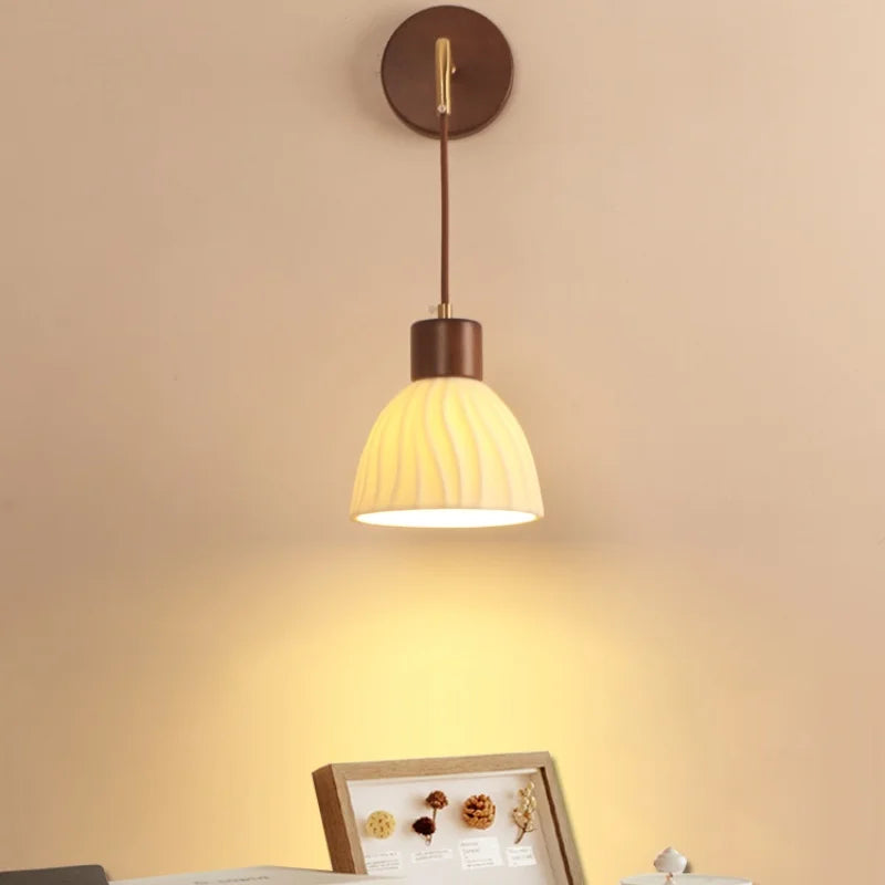 Afralia™ Adjustable LED Wall Light Fixture with Ceramic Wood Base for Dining Room, Study, Bar