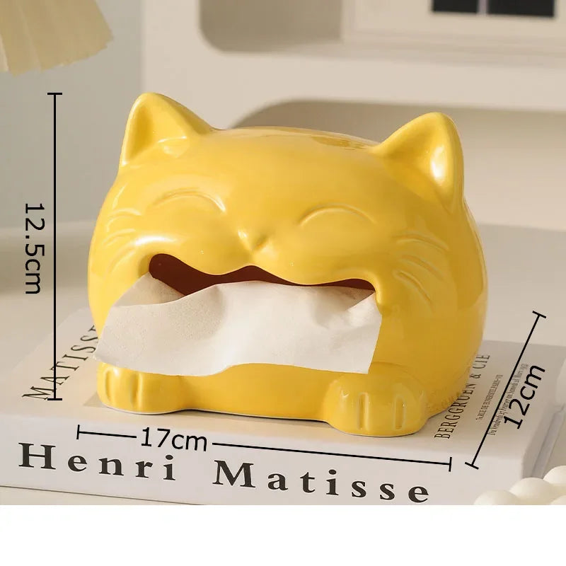 Afralia™ Cartoon Puppy Tissue Box: Cute Animals Ceramic Desk Decoration & Paper Towel Case