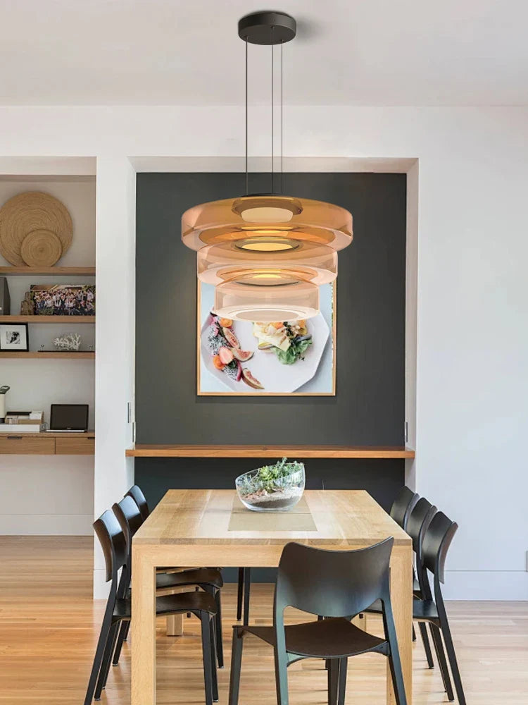 Afralia™ Glass Plate Ceiling Pendant Lights LED Fixture