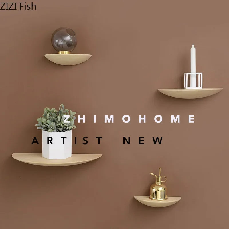 Afralia™ Modern Solid Wood Wall Shelf for Home Decoration