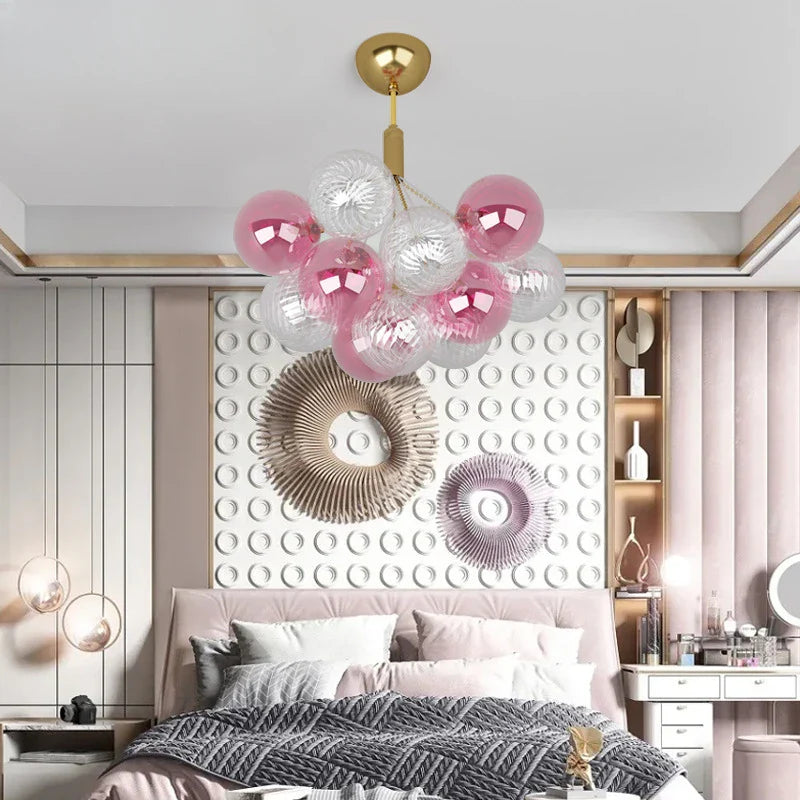 Afralia™ Multicolor Glass Ball Chandeliers Pendant Lights for Living Room Dining Bedroom