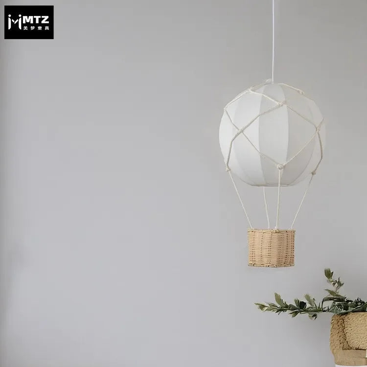 Afralia™ Hot Air Balloon Chandeliers - Handmade Rattan Fabric Kids Room Lamps