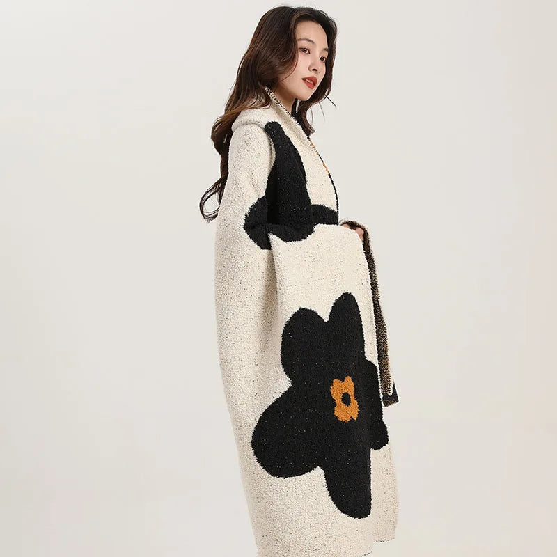 Afralia™ Sunflower Fleece Sofa Blanket: Luxe, Cozy Airplane Shawl & Bed Cover