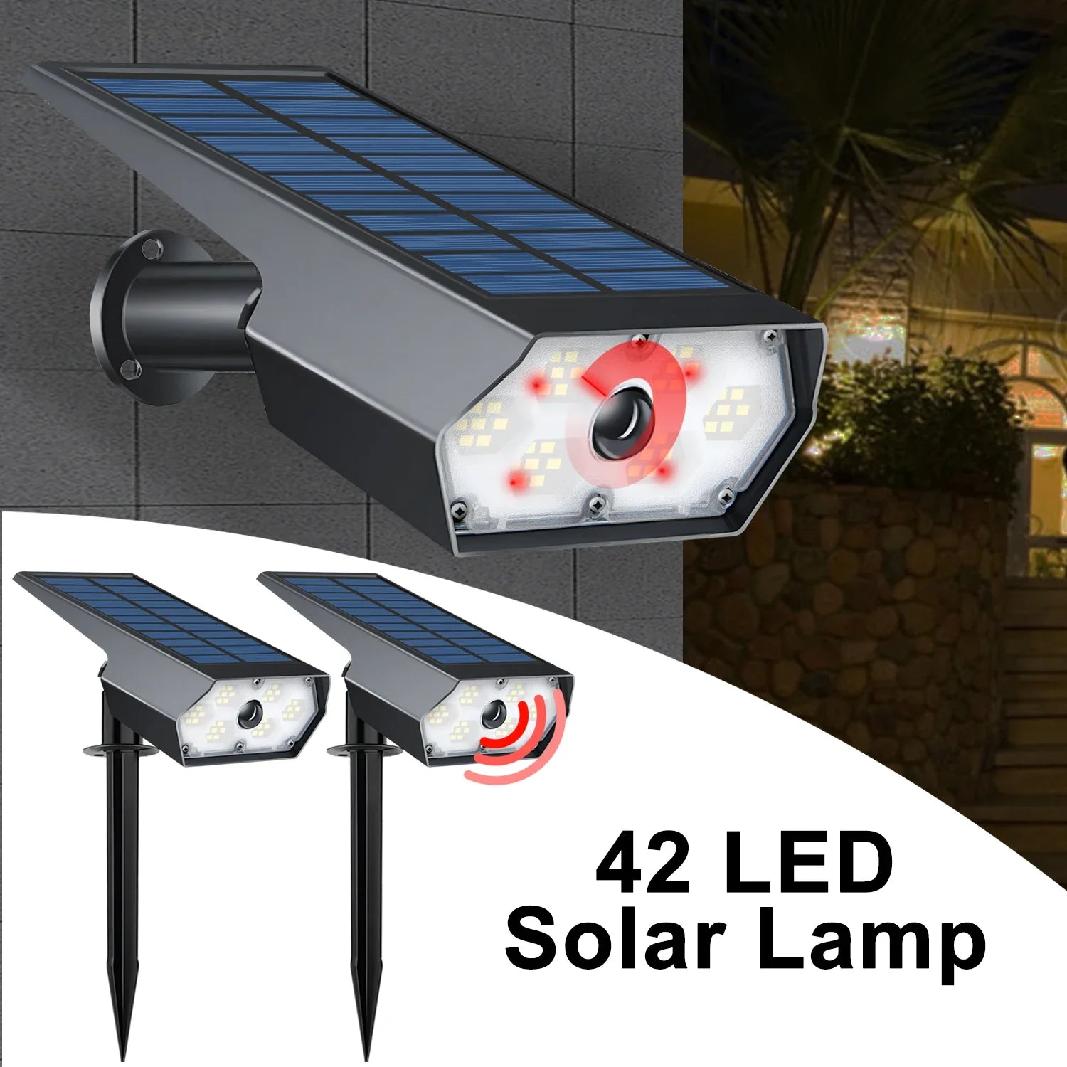 Afralia™ Solar Motion Sensor Lights: 3 Modes Waterproof Spotlights for Garden, Pathway & Driveway