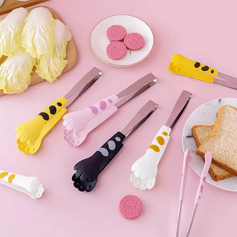 Afralia™ Cat Paw Stainless Steel Food Tongs Kitchen Gadgets