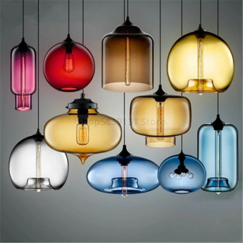 Afralia™ Colorful Stained Glass Pendant Lights for Modern Nordic Decor