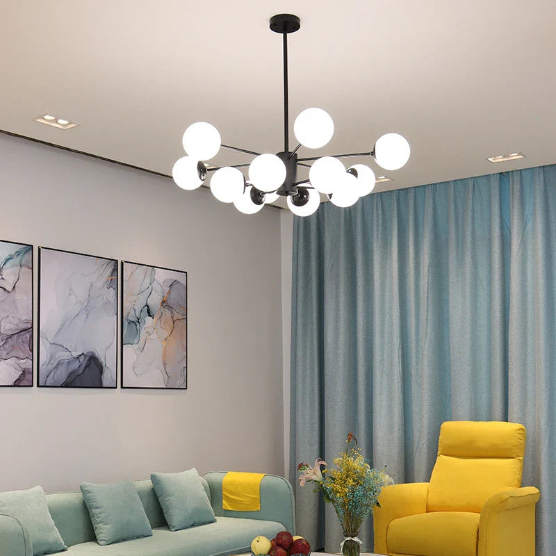 Afralia™ Glass Ball Chandelier: Modern Lustre Lighting for Living Room, Bedroom, Dining Room
