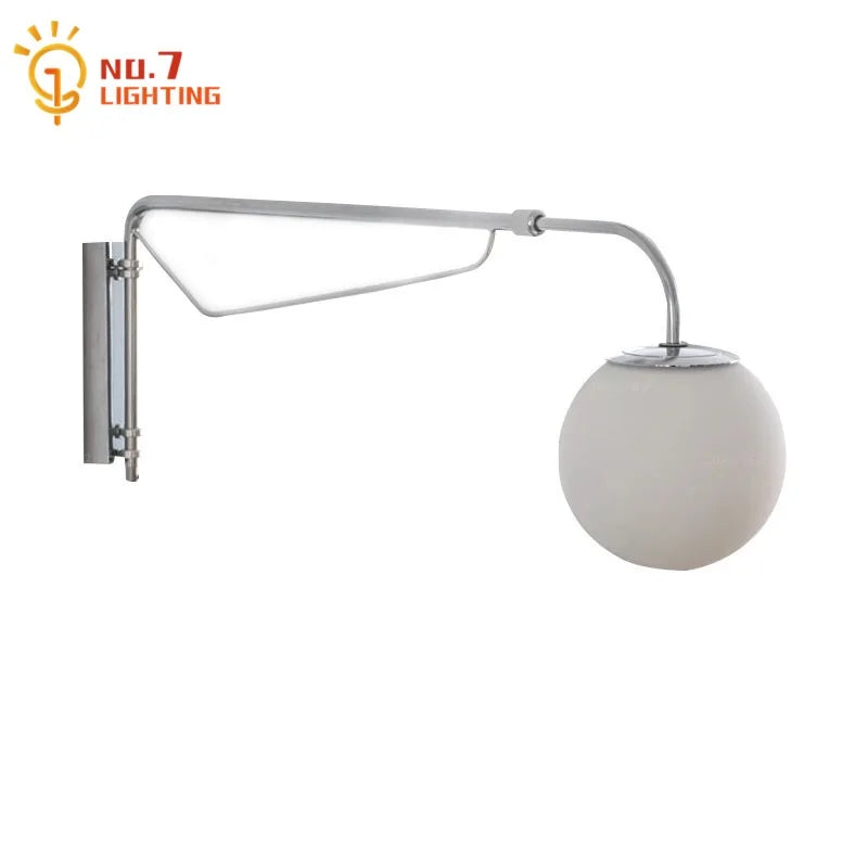Afralia™ Telescopic Swing Arm Wall Lamp LED E27 Iron Glass Foldable Bedside Study Cafe