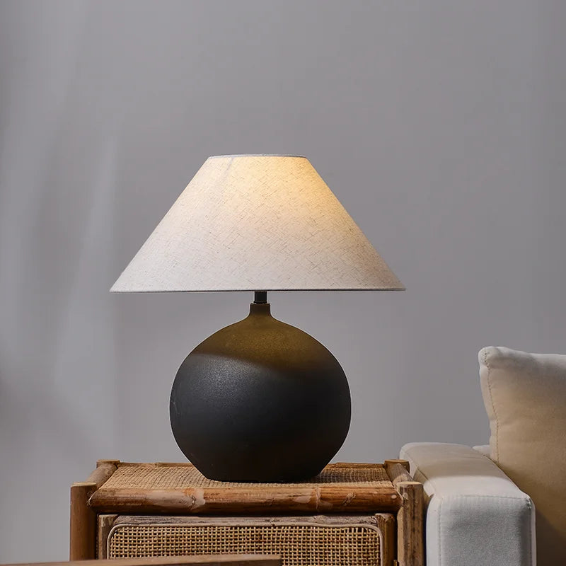 Afralia™ Ceramic Country Table Lamp with Fabric Lampshade for Vintage Home Decor