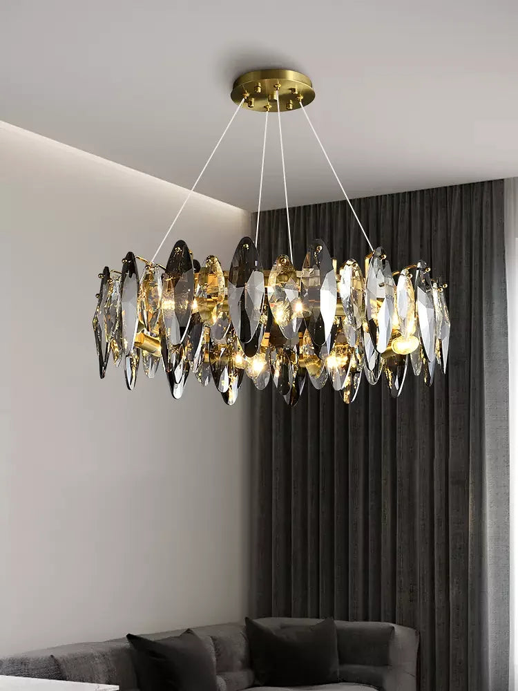 Afralia™ Crystal Chandelier: Elegant Ceiling Hanging Light for Living Room & Dining Table