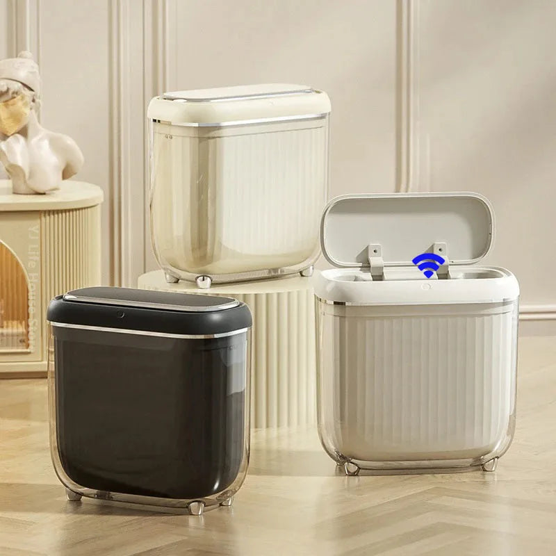 Afralia™ Smart Sensor Trash Can with Lid for Bathroom and Kitchen