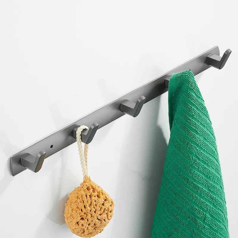 Afralia™ Aluminum Alloy Towel Hooks Wall Mounted Bathroom Robe Holder (3-6 Hooks)