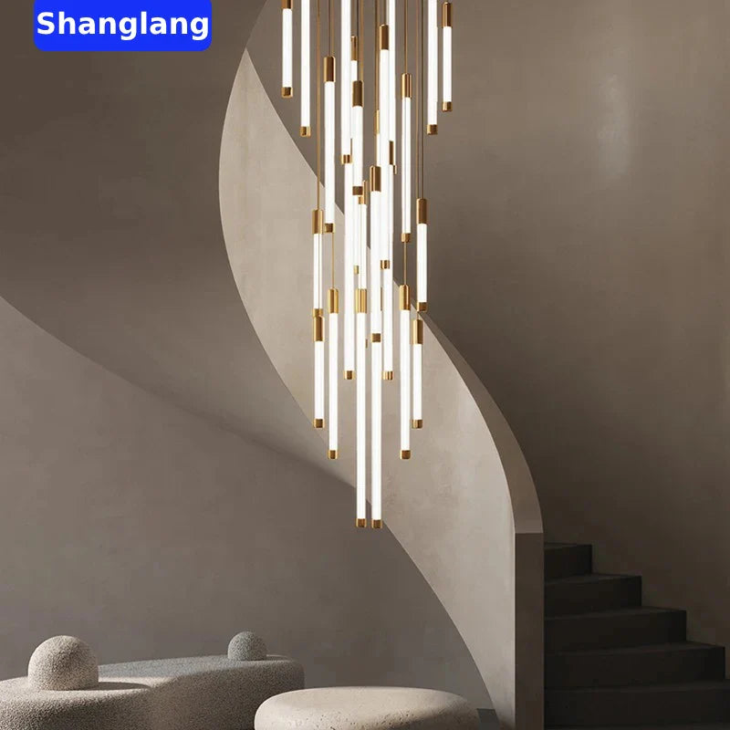 Afralia™ LED Chandeliers Modern Staircase Ceiling Pendant Lighting Luxury Living Room Decor