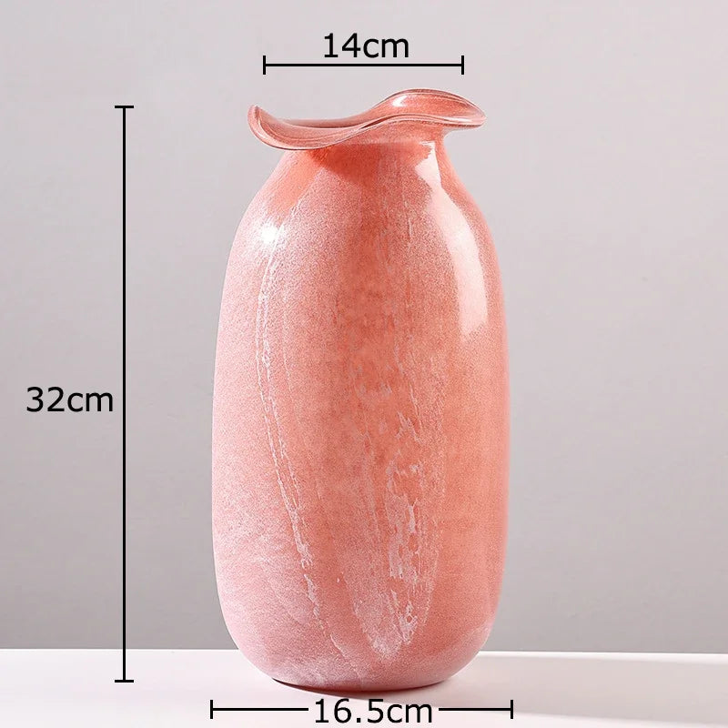 Afralia™ Red Matte Glass Vase Hydroponics Flower Pot Room Decor