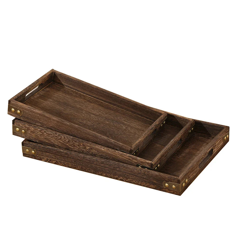 Afralia™ Wooden Tea Tray Serving Table Plate for Hotel Home Snacks Food Storage