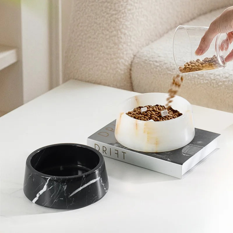 Afralia™ Marble Pet Bowl Tray Dish Luxury Decor for Dogs Cats