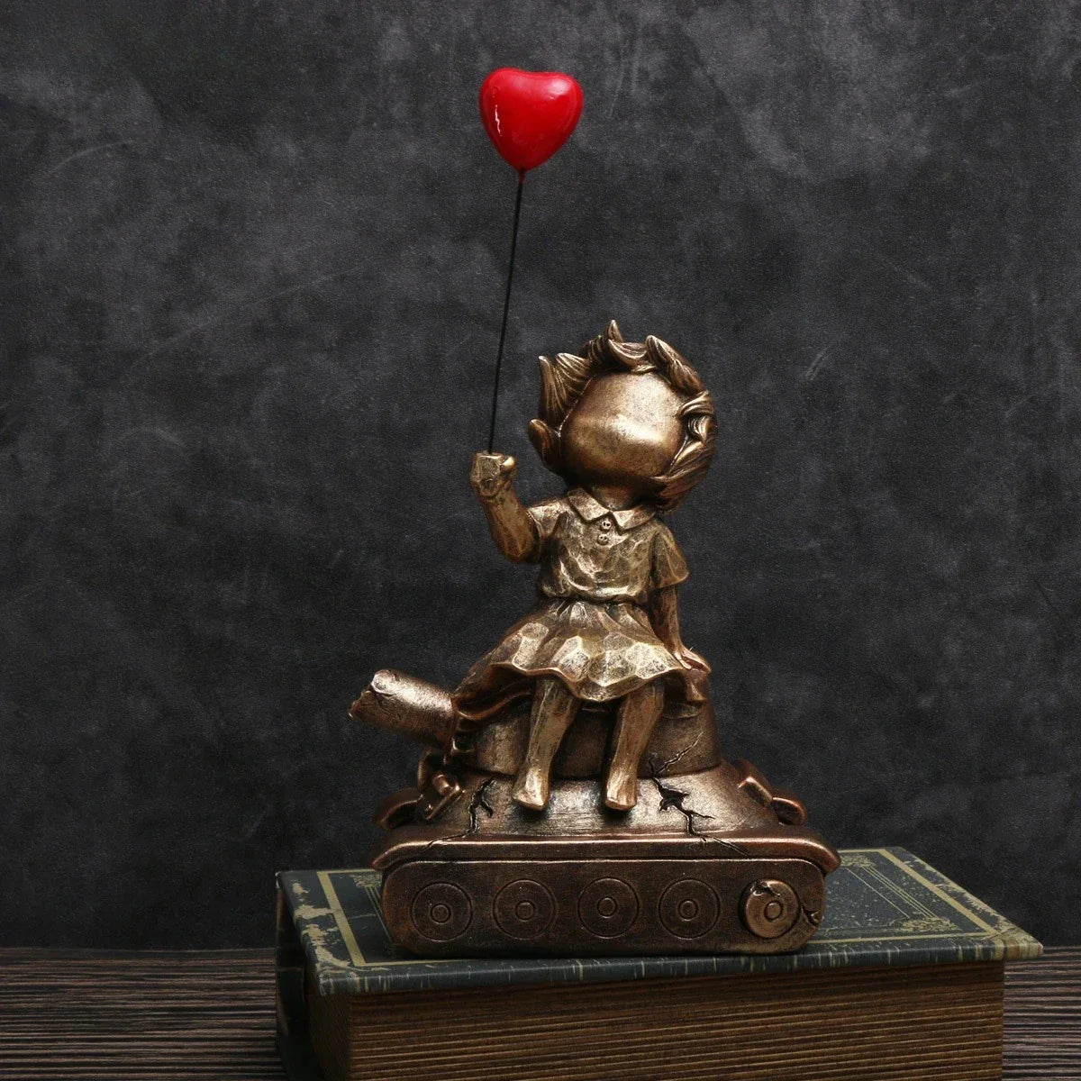 Afralia™ Balloon Girl Tank Art Figure Resin Statues Collection for Interior Decor
