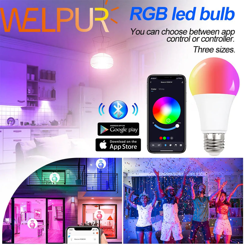 Afralia™ 12W RGBW Bluetooth Smart Control LED Lamp for Colorful Home Decor