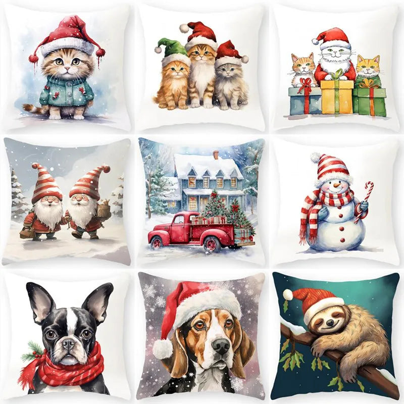 Afralia™ Cartoon Animal Christmas Pillowcase: Decorative Sofa Cushion Cover for Living Room