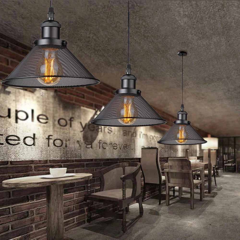 Afralia™ Black Iron Cage Farmhouse Pendant Light Fixture for Kitchen Island, Dining Room, Hallway