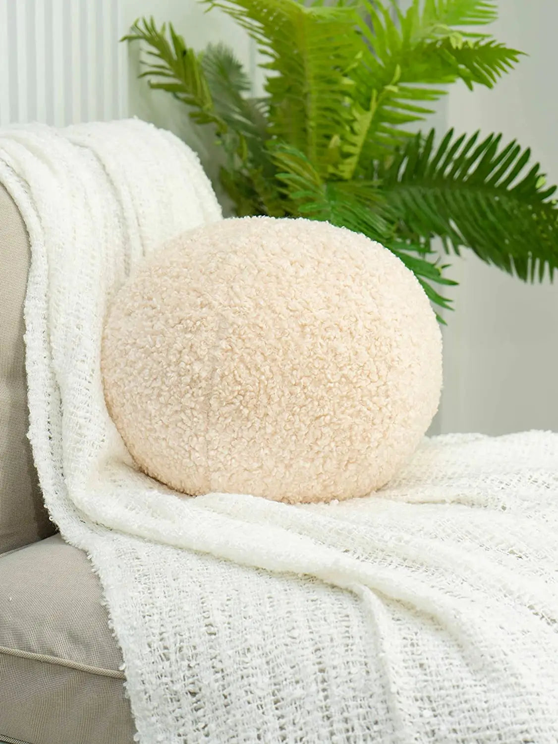 Afralia™ White Ball Throw Pillow: Modern Chic Soft Farmhouse Round Cushion