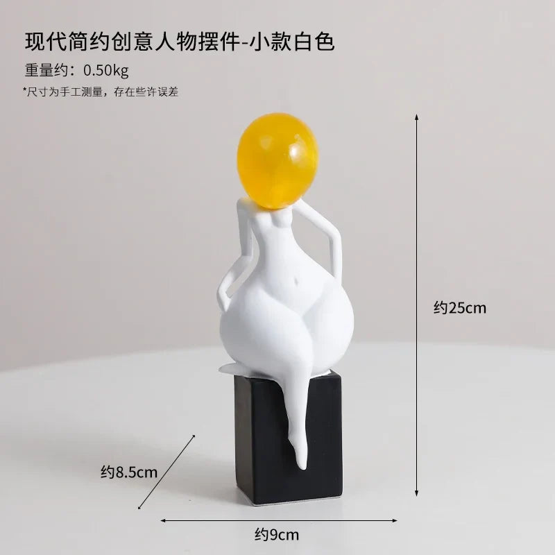 Afralia™ Abstract Art Female Body Decor Figurines Black White Resin Home Decor