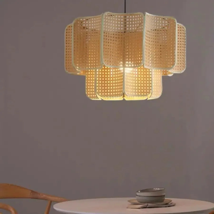 Afralia™ Vintage Woven Rattan Chandelier for Home Tea Room Bar Counter
