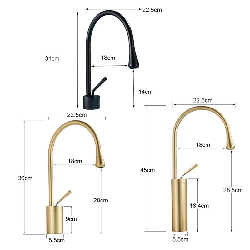 Afralia™ Gold Tall Basin Faucet, 360 Swivel Waterfall Mixer for Bathroom Washbasin