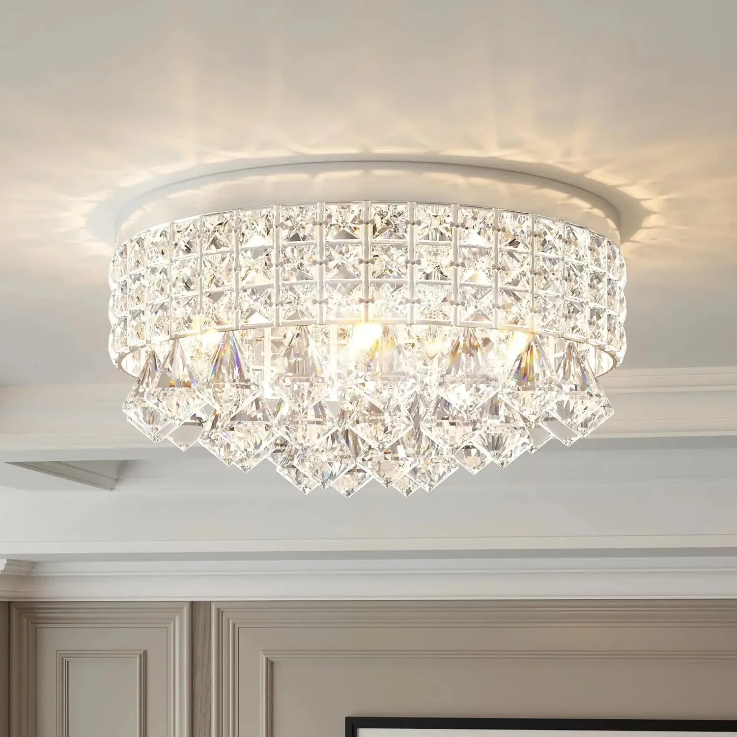 Afralia™ Modern Drum Crystal Chandelier Light Fixture for Home Décor