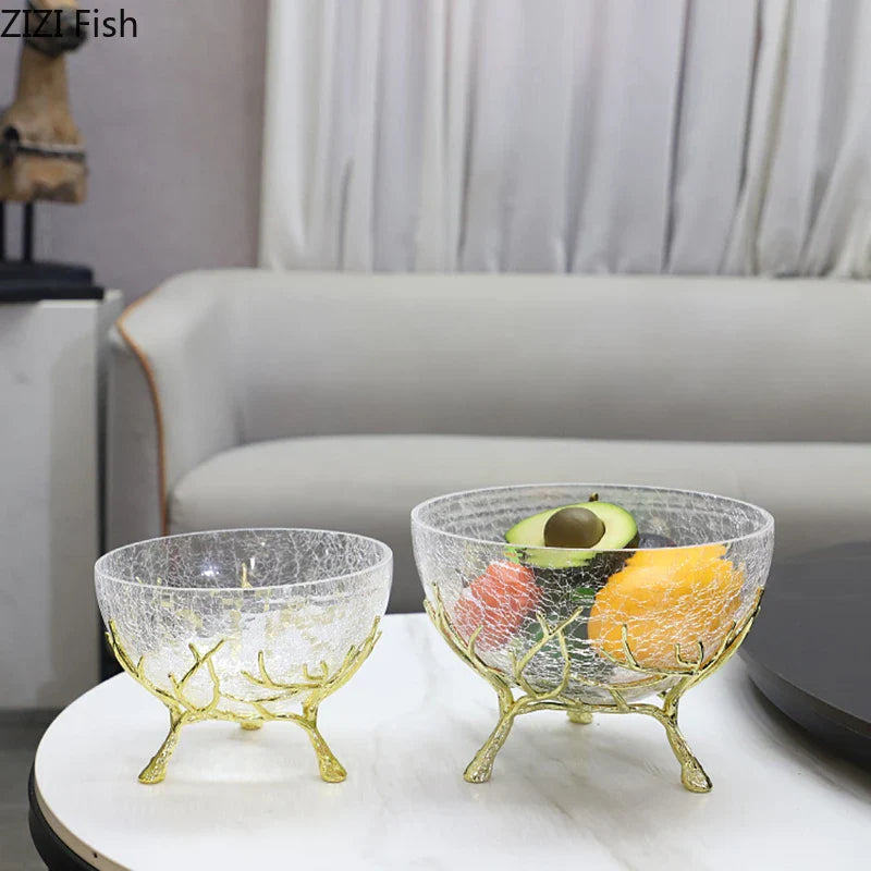 Afralia™ Golden Branches Glass Bowl Set for Home Kitchen Desserts and Snacks