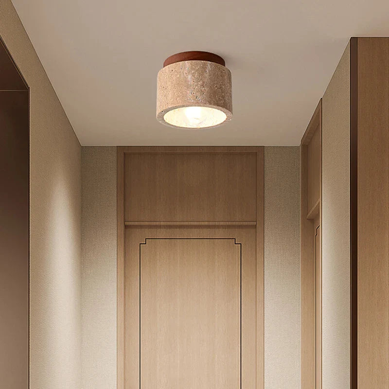 Afralia™ Yellow Marble Downlight Stone Ceiling Light for Foyer, Restaurant, Hotel & Balcony