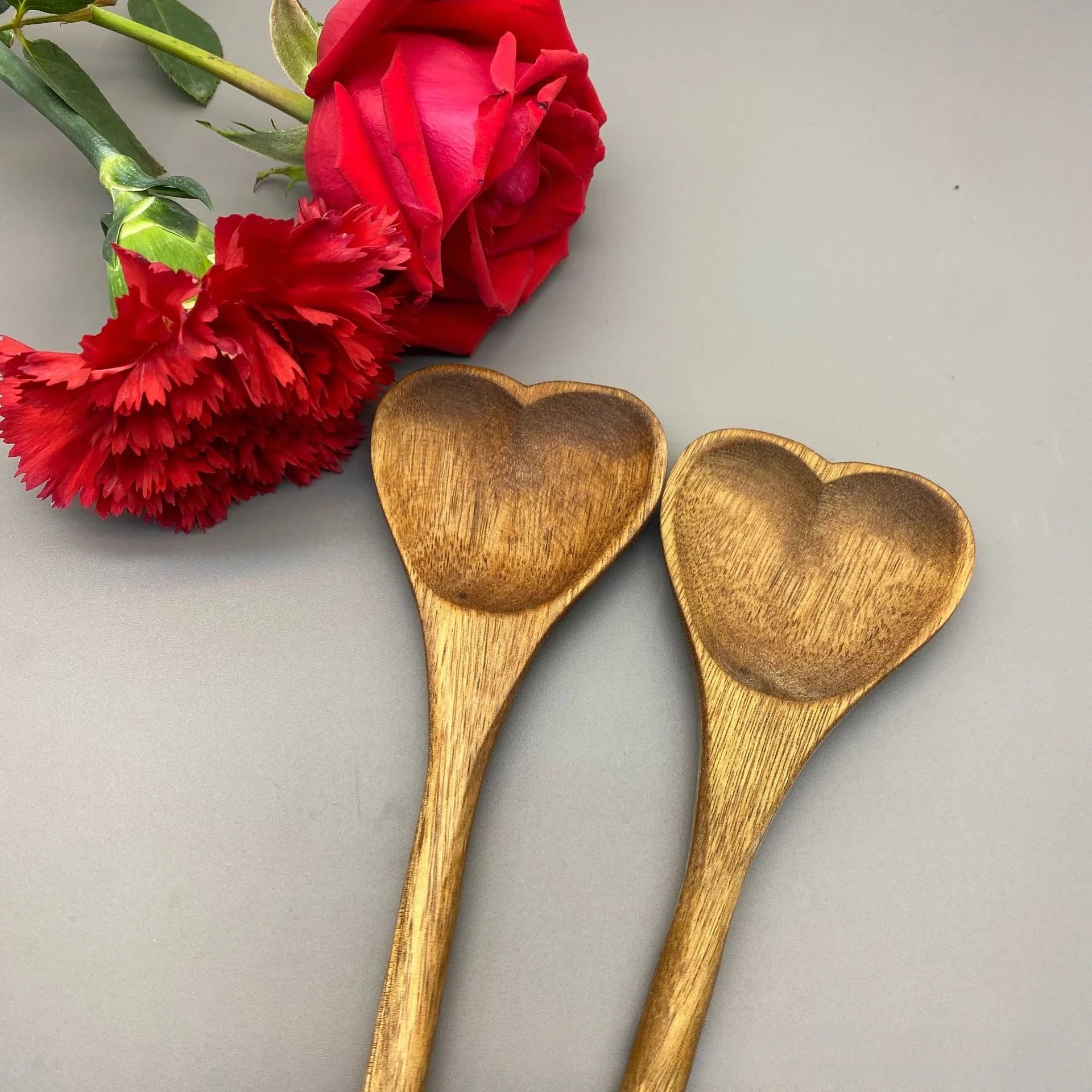 Afralia™ Wooden Heart Spoon Kitchen Dessert Coffee Stirring Tool