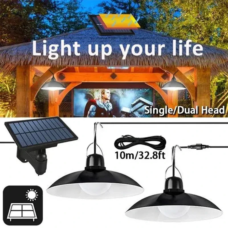 Afralia™ Outdoor Solar Double-head Chandelier with Remote Control