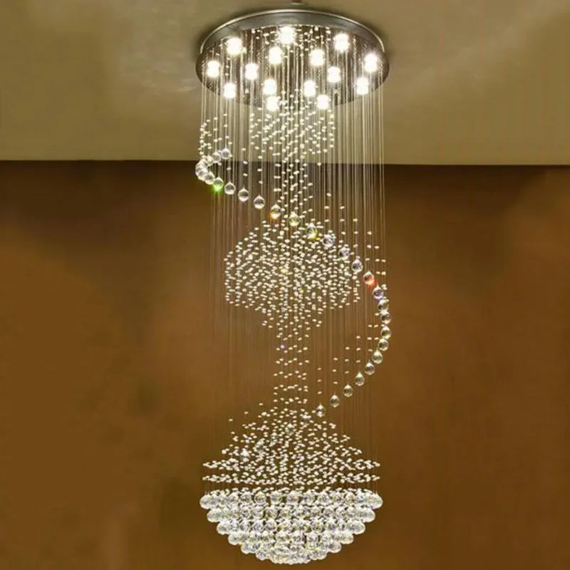 Afralia™ Modern Spiral Crystal Chandelier - Luxury Rain Drop Flush Mount Ceiling Light