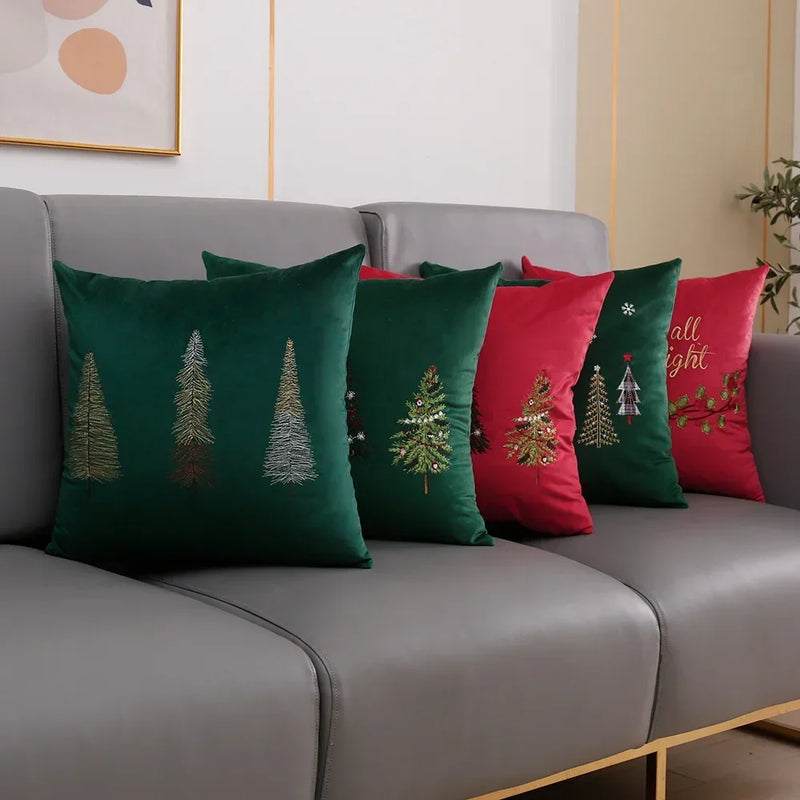 Afralia™ Christmas Velvet Cushion Cover - Festive Merry Christmas Home Decor