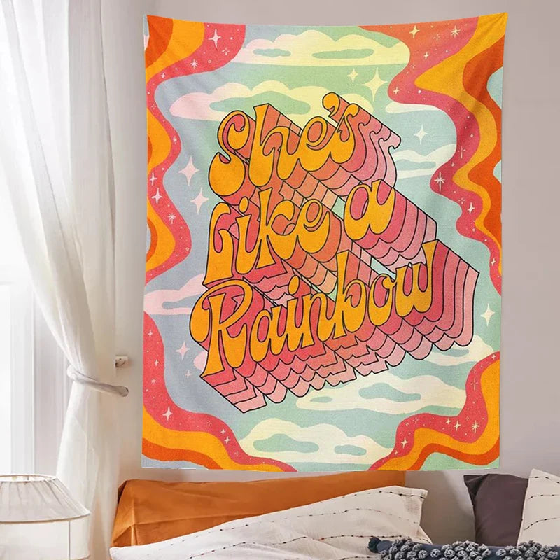 Afralia™ Rainbow Psychedelic Mushroom Tapestry - Boho Wall Hanging Art