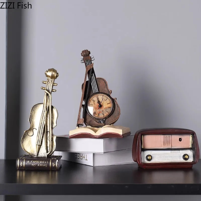 Afralia™ Modern Golden Violin/Sax Ornament, Desk Sculpture, Room Decor, Aesthetic Crafts