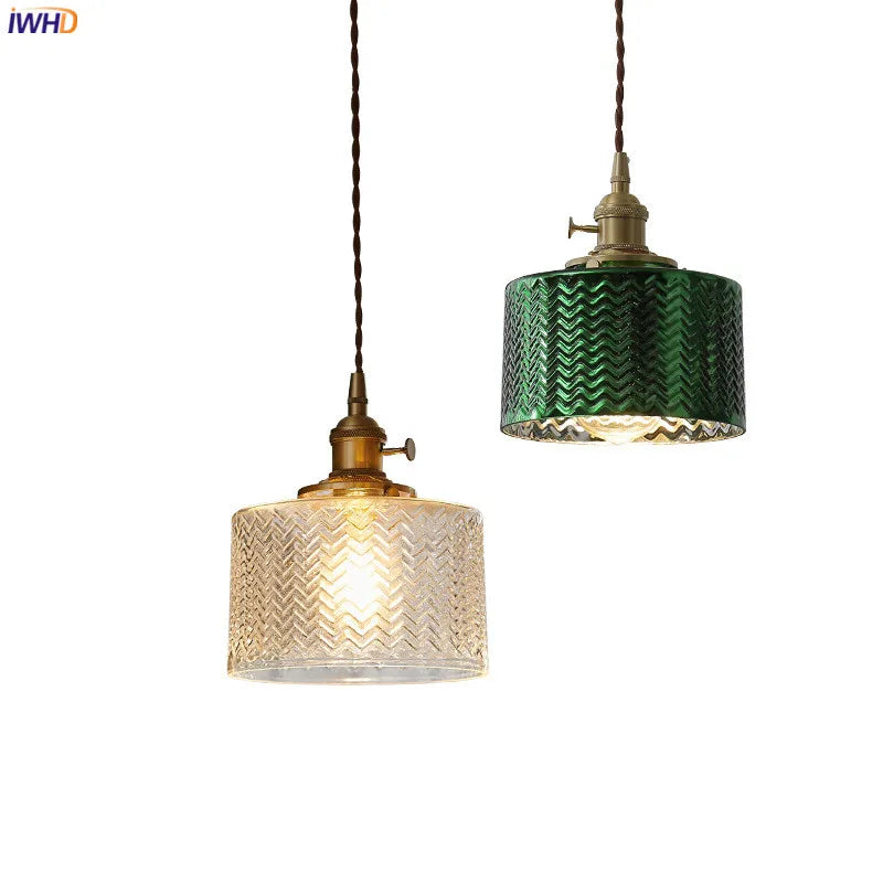 Afralia™ Green Glass LED Pendant Lights for Indoor Lighting in Home, Living Room, Bar & Coffee