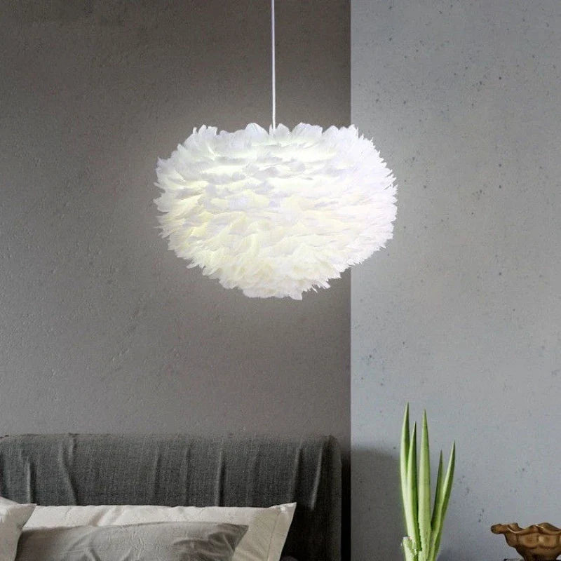 Afralia™ Nordic Feather Pendant Light LED Lamp for Living Room, Bedroom, Dining, Children's