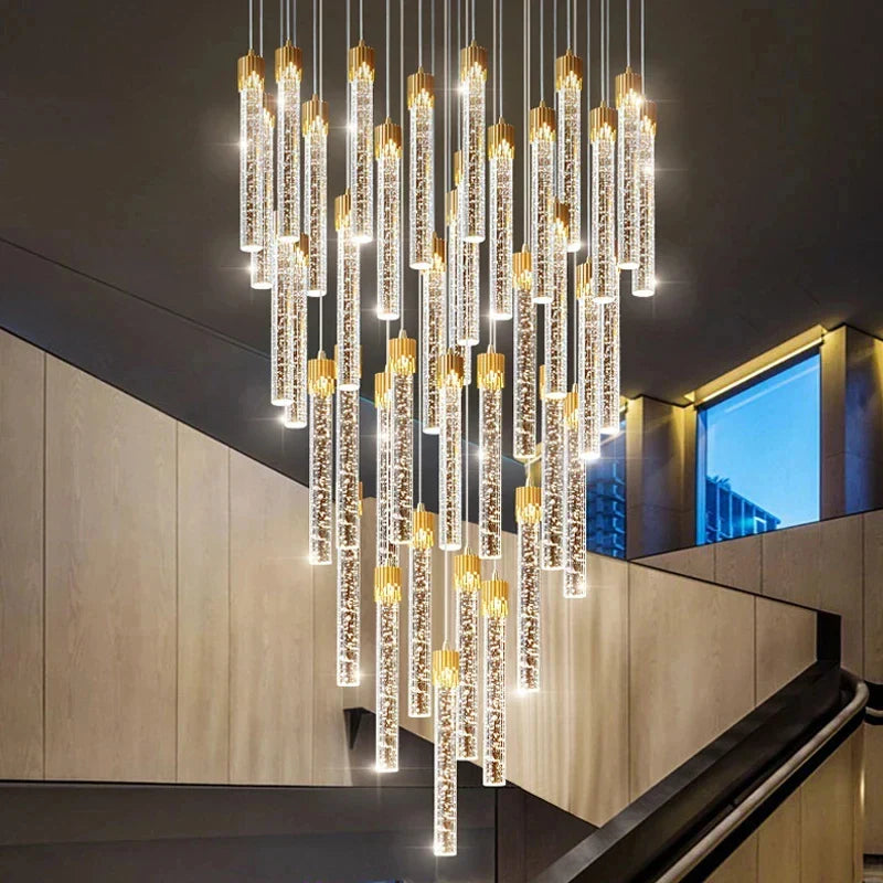 Afralia™ Luxury Crystal LED Ceiling Chandelier for Living Room, Staircase, and Home Decor