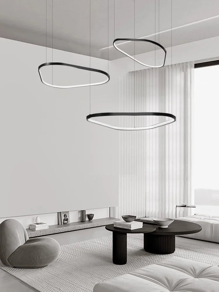 Afralia™ Nordic Geometry Ring LED Chandelier for Living Room Dining Minimalist Bedroom