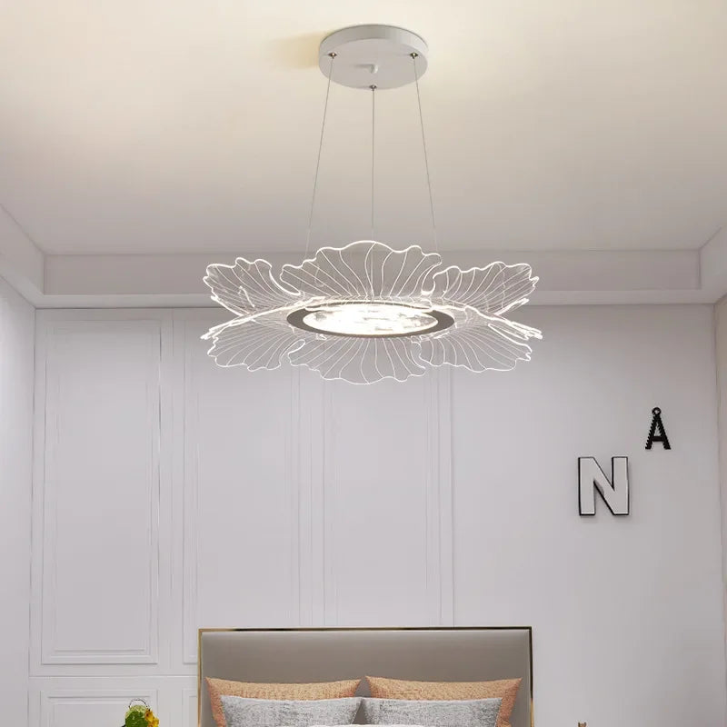 Afralia™ Modern LED Acrylic Iron Flower Pendant Lights for Stylish Restaurant Ceiling Lighting