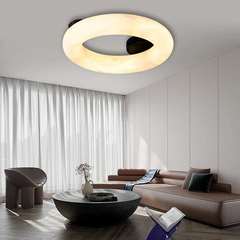 Afralia™ Elegant Alabaster Marble Ceiling Chandelier for Living Room Bedroom