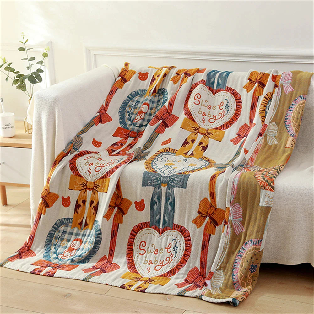 Afralia™ Kids' 5-Layer Gauze Cotton Bath Towel - 120*150 CM