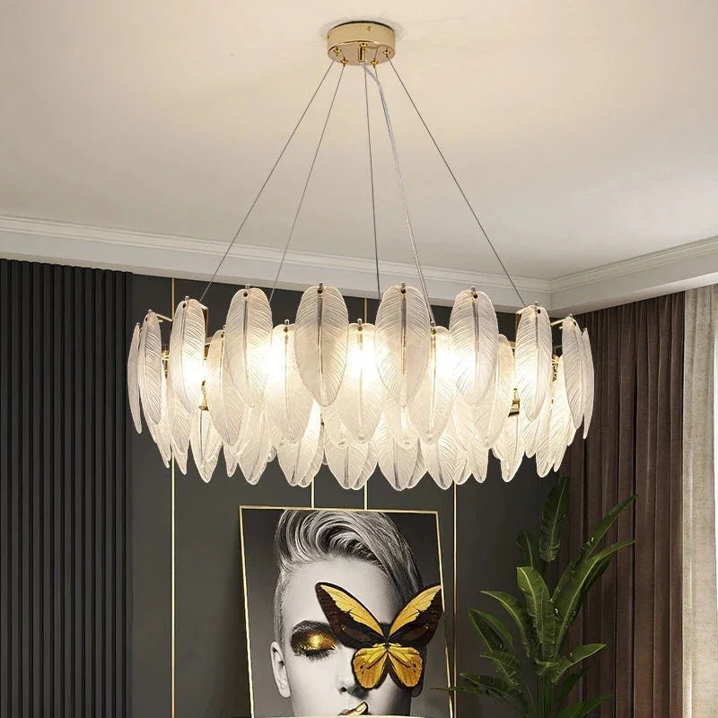 Afralia™ Crystal Feather Chandelier: Luxury Pendant for Home Decor & Designer Ceiling Fixture