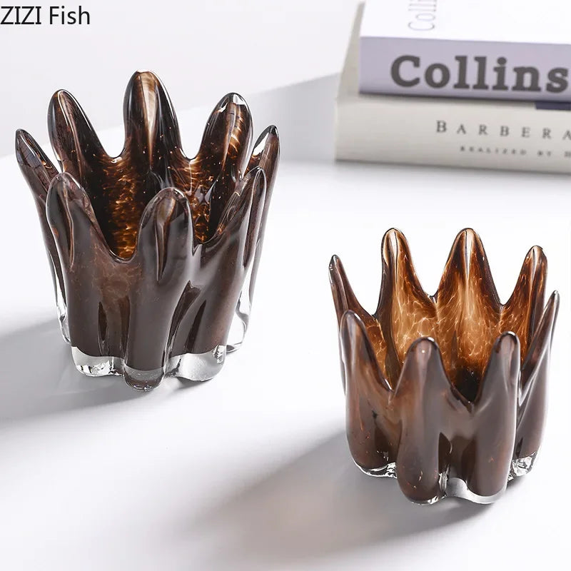 Afralia™ Flower Bud Glass Candle Holder Desk Decoration Aroma Diffuser Home Decor