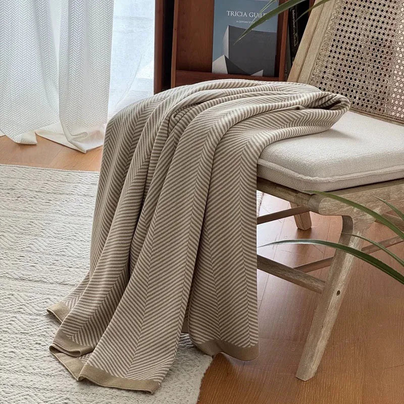 Afralia™ Cozy Striped Blanket: Multi-Functional for Travel, Office, Car, Sofa & Airplane