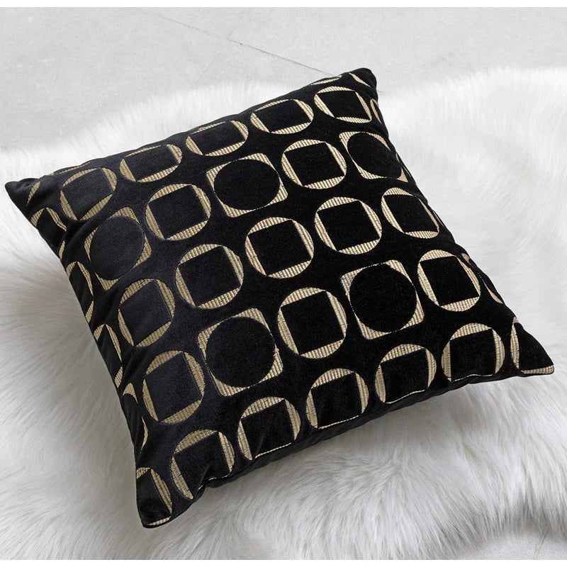 Afralia™ Solar Eclipse Black Gold Geometric Luxury Pillow Case