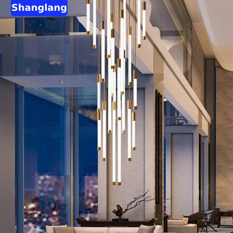 Afralia™ LED Chandeliers Modern Staircase Ceiling Pendant Lighting Luxury Living Room Decor